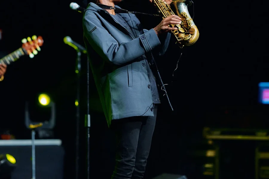 Jose Sax performing alto saxophone on stage
